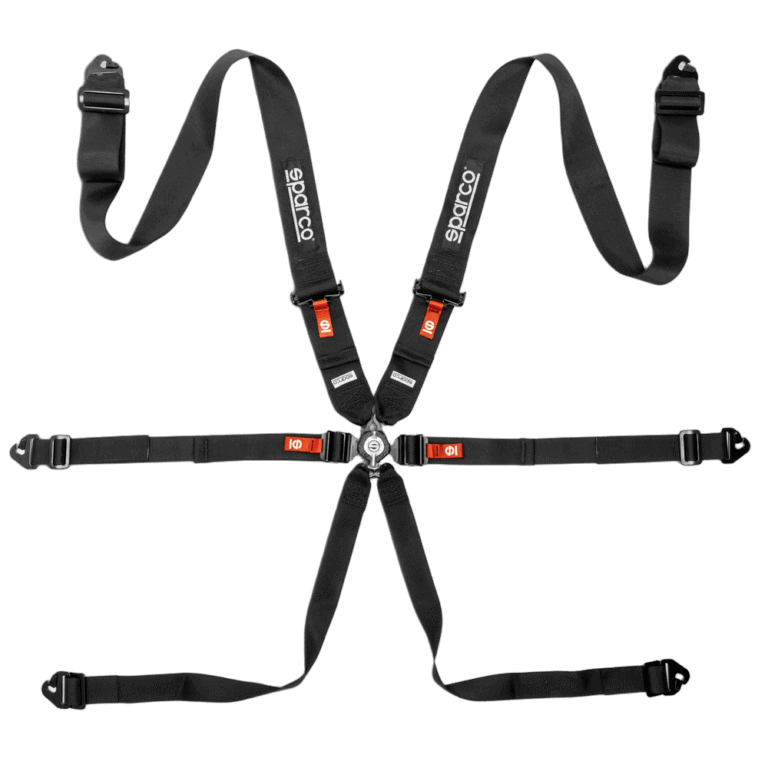 BRN0054B0K01 Sparco Competition H-3 Steel 6 Point Harness - Black