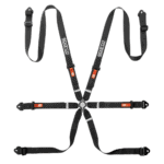 BRN0081B0K01 Sparco Competition H-2 PU 6 Point Harness - Black