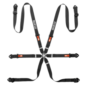 BRN0081B0K01 Sparco Competition H-2 PU 6 Point Harness - Black
