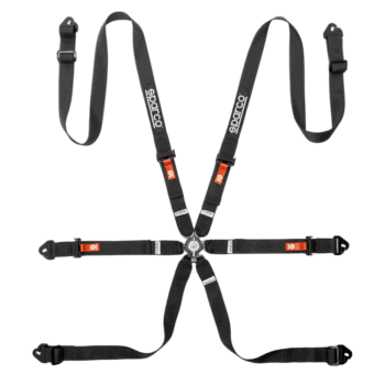 BRN0081B0K01 Sparco Competition H-2 PU 6 Point Harness - Black