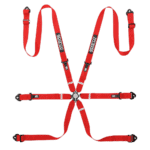BRN0081B0R01 Sparco Competition H-2 PU 6 Point Harness - Red