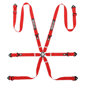 BRN0081B0R01 Sparco Competition H-2 PU 6 Point Harness - Red