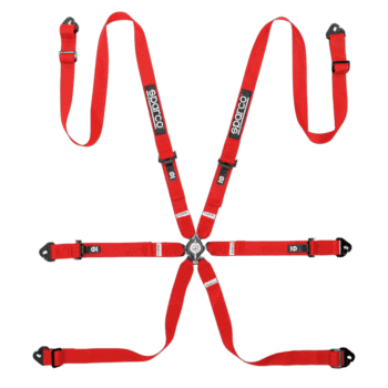 BRN0081B0R01 Sparco Competition H-2 PU 6 Point Harness - Red