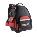 Facom Soft Backpack Bs.L30pb in black and red with multiple compartments and zippers, ideal for professional tool storage and transport.