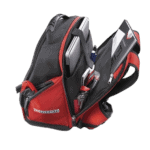 Grand Prix Racewear backpack with racing gear, laptop, and accessories for motorsport enthusiasts.