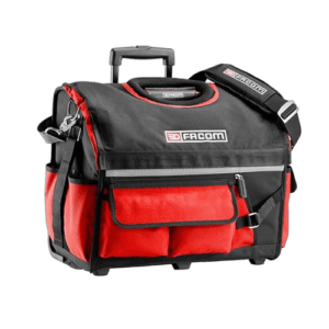 Facom soft rolling toolbox Bs.R20pb in black and red with handle and multiple compartments for tools.