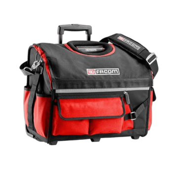 Facom soft rolling toolbox Bs.R20pb in black and red with handle and multiple compartments for tools.