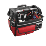 Red and black Grand Prix Racewear tool bag with racing equipment and tools inside, designed for motorsport enthusiasts.
