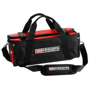 Facom small maintenance softbag in black and red with handles and shoulder strap for tools and equipment.