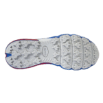 Close-up of a racing shoe sole with a rugged tread pattern designed for grip and durability in motorsport racing.