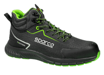 BTB0029B0K15 Sparco Traction Naoki Safety Shoes - Black White Green - 01