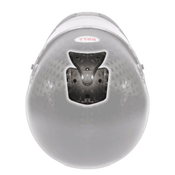 Close-up of a racing helmet from Grand Prix Racewear, showcasing high-quality design and safety features for motorsport enthusiasts.
