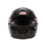 High-performance Bell RS7 Ultra Carbon racing helmet with duckbill design, lightweight carbon fibre shell, and advanced safety features for professional motorsport drivers.