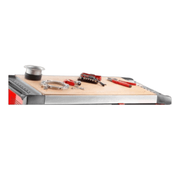 Facom wooden top workbench with tools for Chrono3 Chrono.A14m3 maintenance and repair.