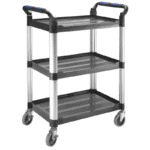 Facom professional utility cart with three shelves and four caster wheels for easy mobility.
