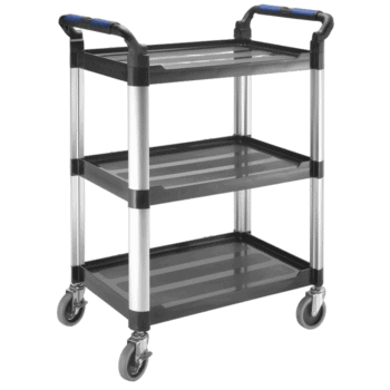 Facom professional utility cart with three shelves and four caster wheels for easy mobility.