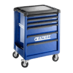 Facom Expert Roller Cabinet with 3 Modules in blue, featuring multiple drawers and lockable compartments for tool storage.