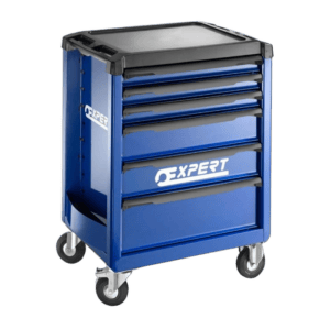 Facom Expert Roller Cabinet with 3 Modules in blue, featuring multiple drawers and lockable compartments for tool storage.