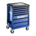 Blue Expert tool chest with multiple drawers and caster wheels, ideal for professional racewear storage and organisation.
