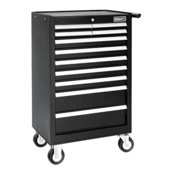 Facom 11-drawer black roller cabinet with white drawers, ideal for workshop storage and organisation.