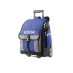 Facom wheeled backpack E010602 in blue and grey with retractable handle and wheels for easy transport.
