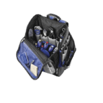 Professional toolkit bag with various tools for racewear maintenance and repairs, ideal for motorsport enthusiasts and mechanics.
