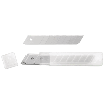 Facom 18mm blades in a clear plastic box with a protective cover, ideal for precision cutting tasks.