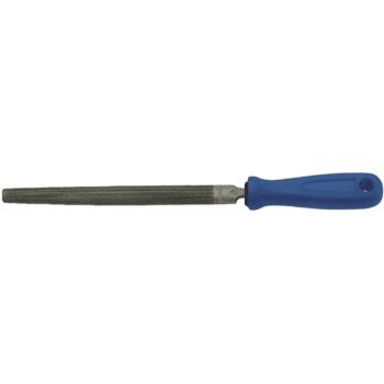 Facom half round file second cut 200mm with blue handle for metal filing and finishing.