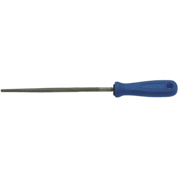 Facom round file Bastard 200mm E020608 with blue handle for metalworking and finishing tasks.