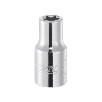 Close-up of a Facom 1/4" Torx Socket E8 E030133, shiny chrome finish, used for automotive and mechanical repairs.