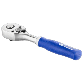 Facom 1/4 inch drive pear head ratchet wrench with blue handle for automotive and mechanical use.