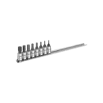 Facom 8-piece 1/4' hex bit socket set with extension bar for automotive and mechanical work.