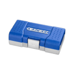 Blue Expert-branded racing safety equipment box with ventilation holes, designed for motorsport safety gear storage.