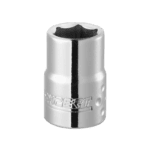 Facom 3/8" 6 Pt Standard Socket in chrome finish, suitable for automotive and mechanical use.
