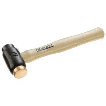 Facom Copper Rawhide Hammer with wooden handle and black head, ideal for professional use.