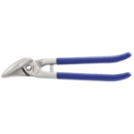 Facom scroll shears with thin blades and blue handles, ideal for precise cutting tasks.