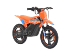 RFN Warrior SX-E700 R Kids Electric Bike in orange with black accents, designed for young riders, featuring durable tyres and a sleek frame.