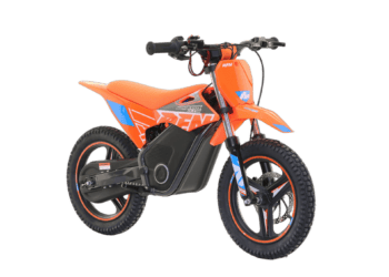 RFN Warrior SX-E700 R Kids Electric Bike in orange with black accents, designed for young riders, featuring durable tyres and a sleek frame.