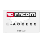 Facom Eaccess user card with Mifare Classic 1k chip, black and white design, and clear branding for access control.