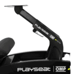 Playseat OMP racing simulator seat with adjustable arm and ergonomic design for racing enthusiasts.