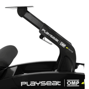 Playseat OMP racing simulator seat with adjustable arm and ergonomic design for racing enthusiasts.