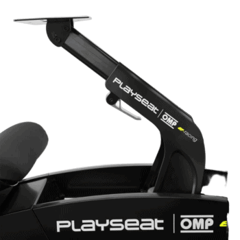 Playseat OMP racing simulator seat with adjustable arm and ergonomic design for racing enthusiasts.