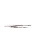 Close-up of a pair of precision tweezers with a sleek metallic finish, ideal for detailed work in racewear manufacturing.