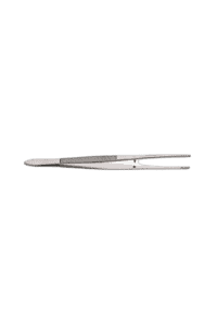 Close-up of a pair of silver tweezers on a white background, used for precision tasks.