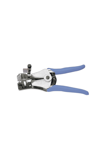 Facom high precision wire stripper for Teflon insulators with ergonomic blue handles and adjustable cutting blades.