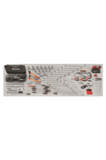 Complete set of Grand Prix Racewear tools and equipment laid out on a white surface for racing maintenance and repairs.