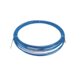 Blue nylon/steel cable with hooks, 50 meters long, suitable for industrial and racing applications.