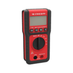 Facom 711B Smart Digital Multimeter in red and black with LCD display and rotary dial for electrical measurements.