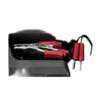 Facom starter cable with red and black clamps for automotive battery connection, compact and portable design.