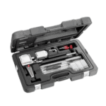 Facom diesel compression tester kit in a black carrying case with various adapters and tools for engine diagnostics.